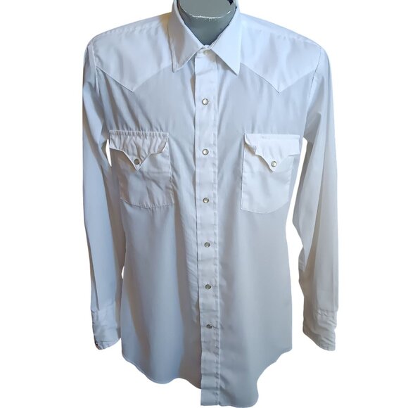 Vintage Medium Western Shirt Tem Tex Western White Ice Cream White 1980's USA - Picture 2 of 6
